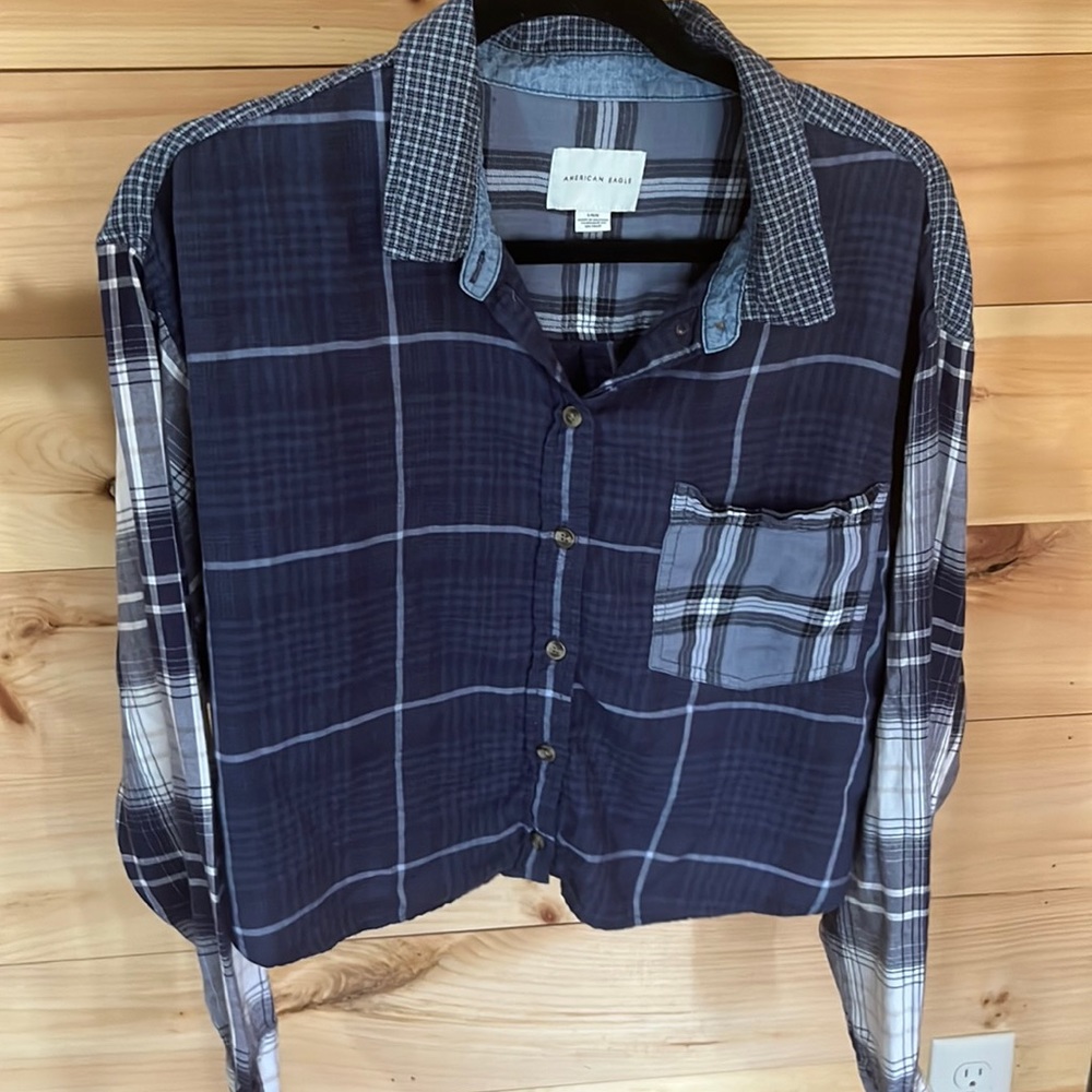 Size large patch work plaid long sleeve from American eagle